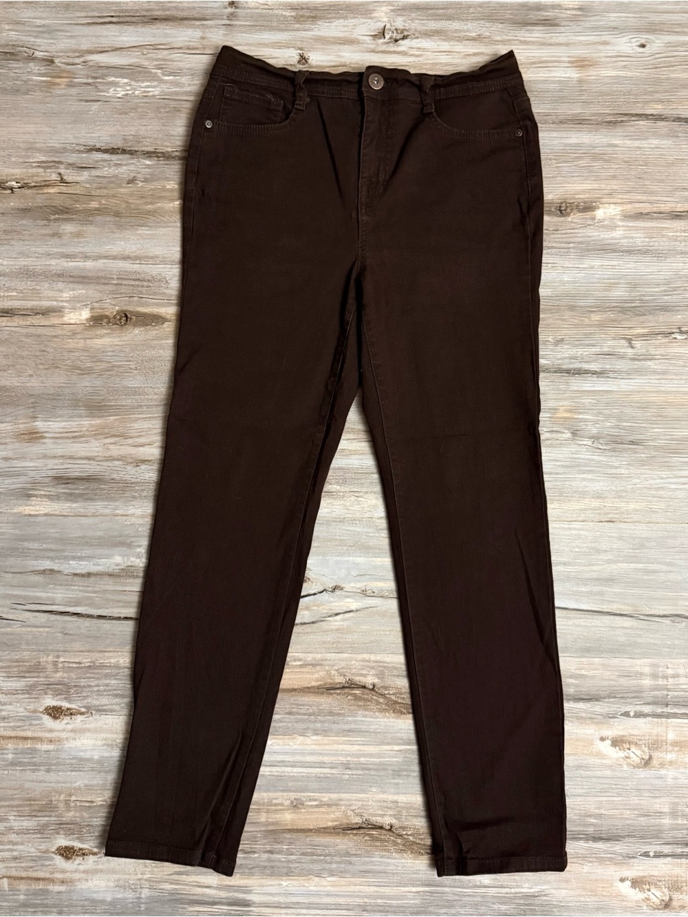 Style & Co. Slim Leg Jeans Women Petite 6P Brown Cotton Spandex Stretch 5-Pocket
